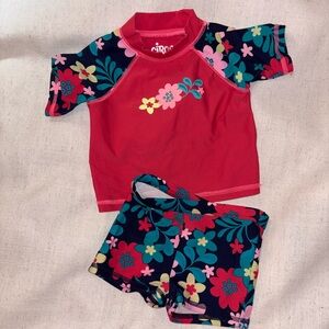 Circo Kids Floral Rashguard Set - Red and Pink